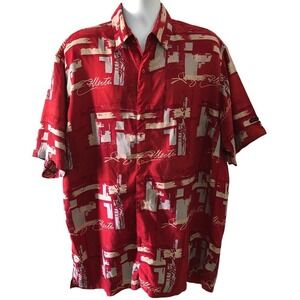 Vtg Fubu Men's S/S Button Up Shirt Sz XL All over Graphics Red EUC